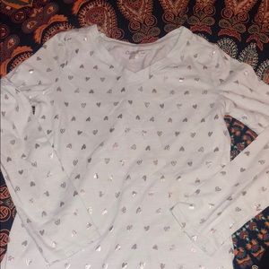 aqua and silver hearts long sleeve tee 10/12